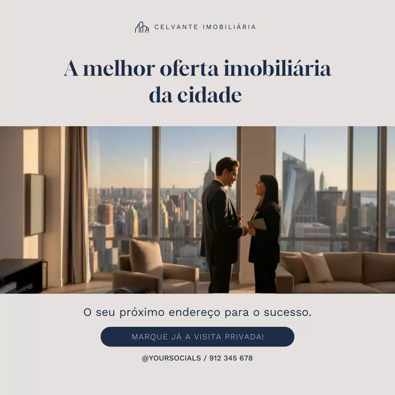 Postagem de promoção imobiliária moderna bege no Instagram