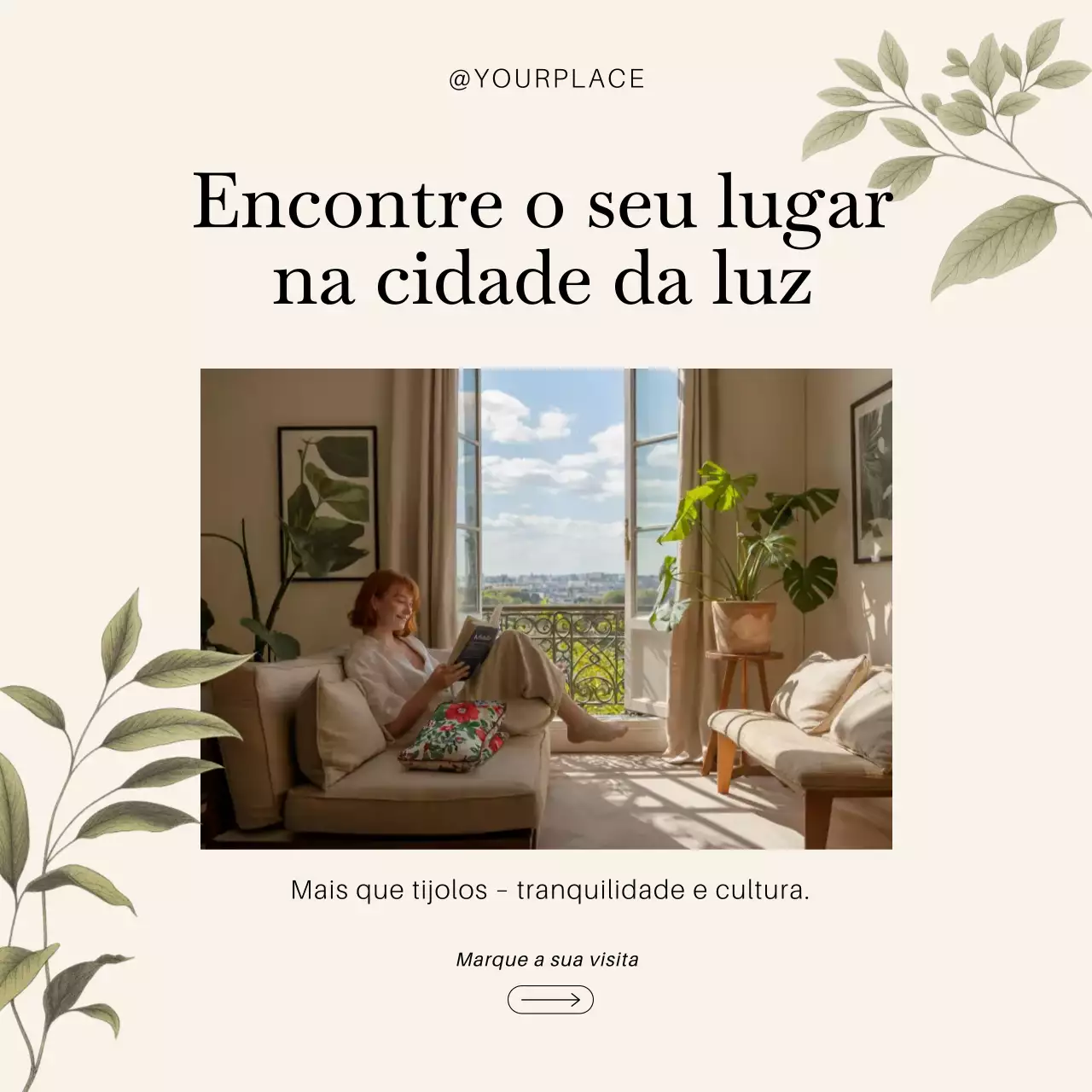 Postagem de promoção imobiliária elegante bege no Instagram