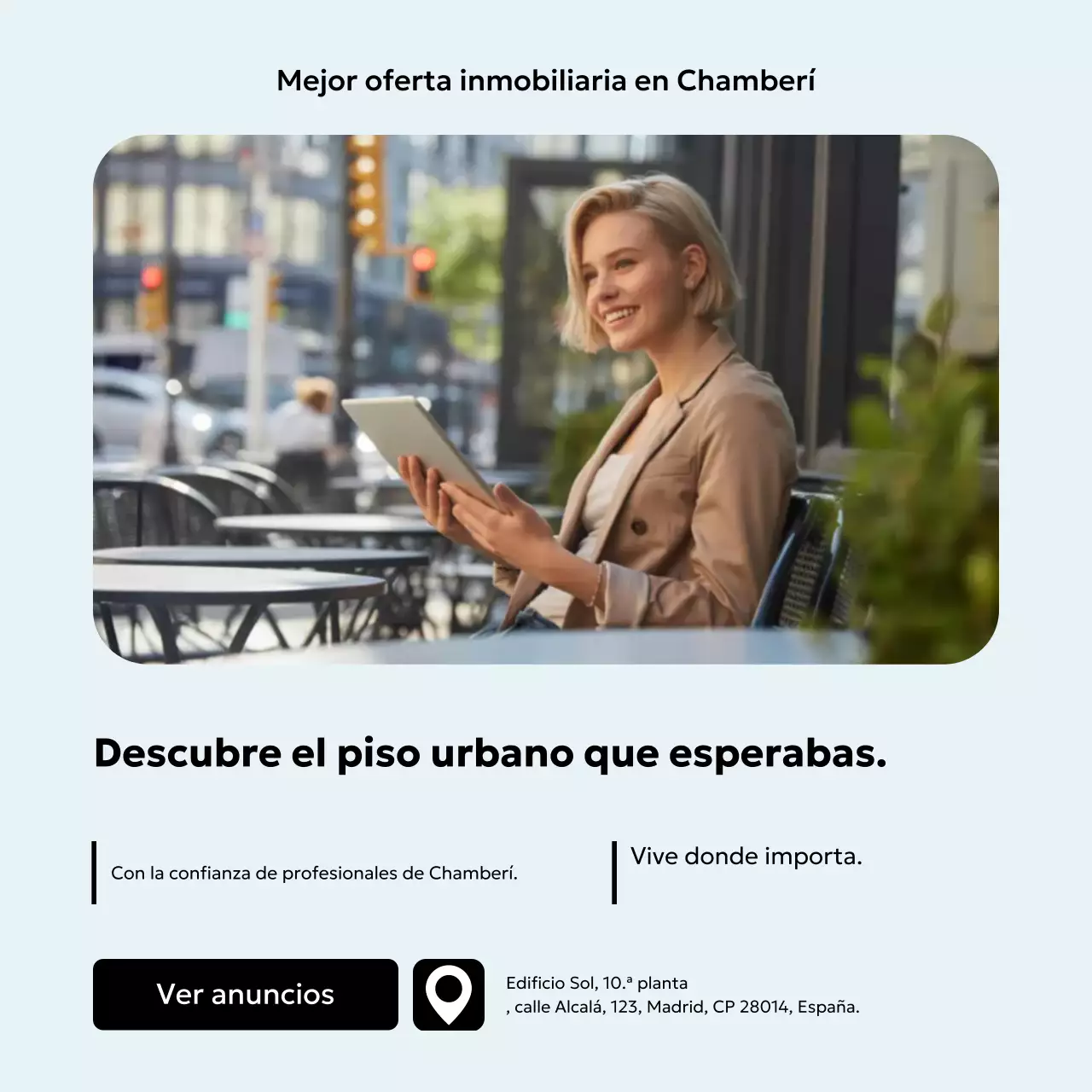 Publicación de Instagram de un anuncio inmobiliario moderno en beige