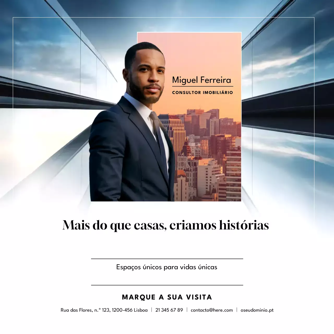 Postagem de promoção imobiliária moderna azul no Instagram