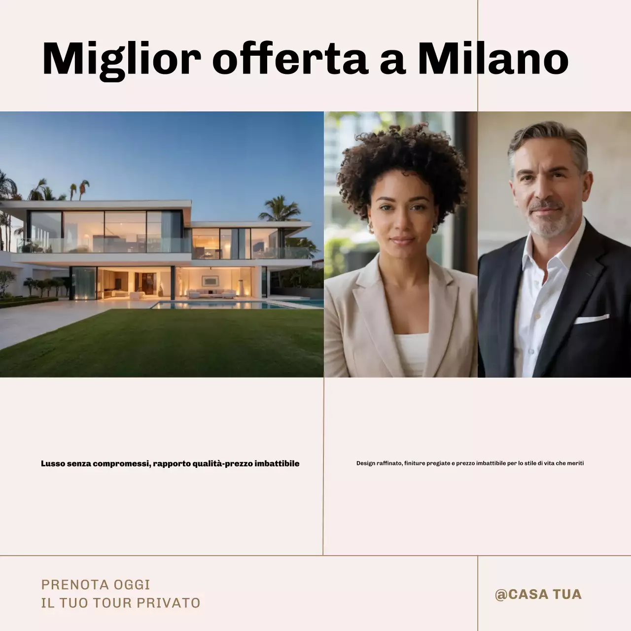 Post Instagram pubblicitario di immobili di lusso moderni