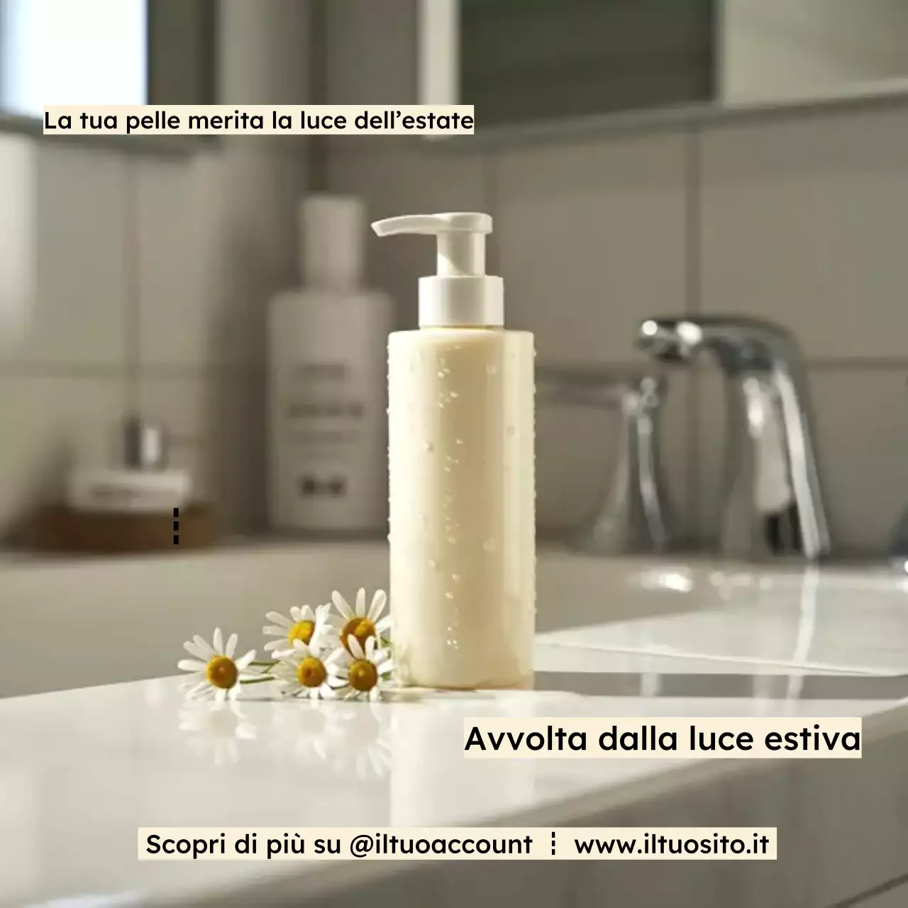 pubblicità di prodotti per la cura della pelle minimal beige