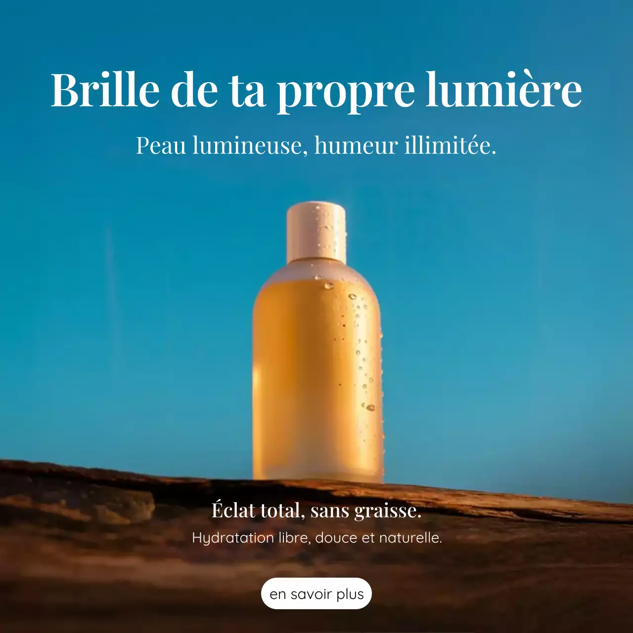 publicité minimaliste bleue pour les soins de la peau
