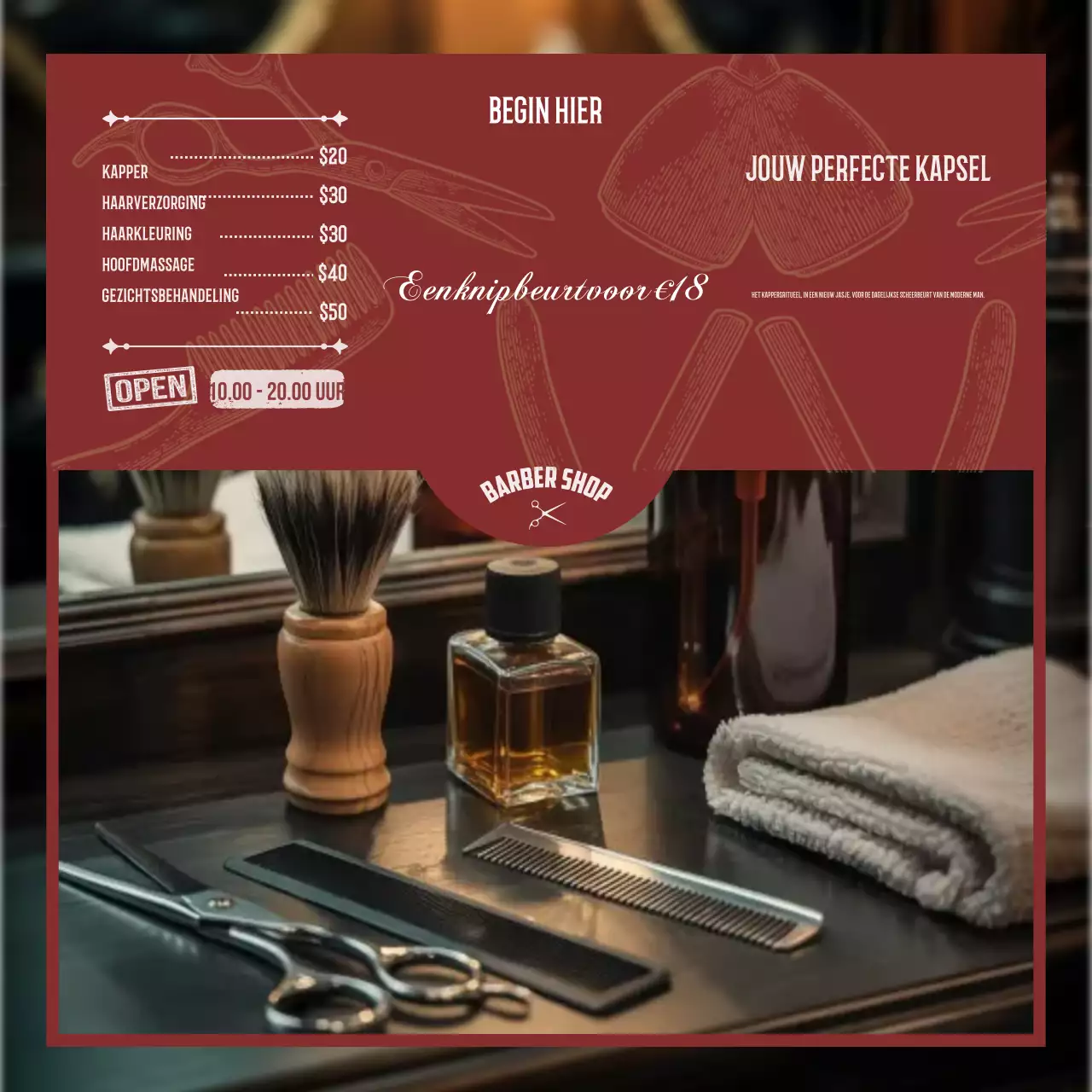 kastanjebruine vintage verzorgingspromotie