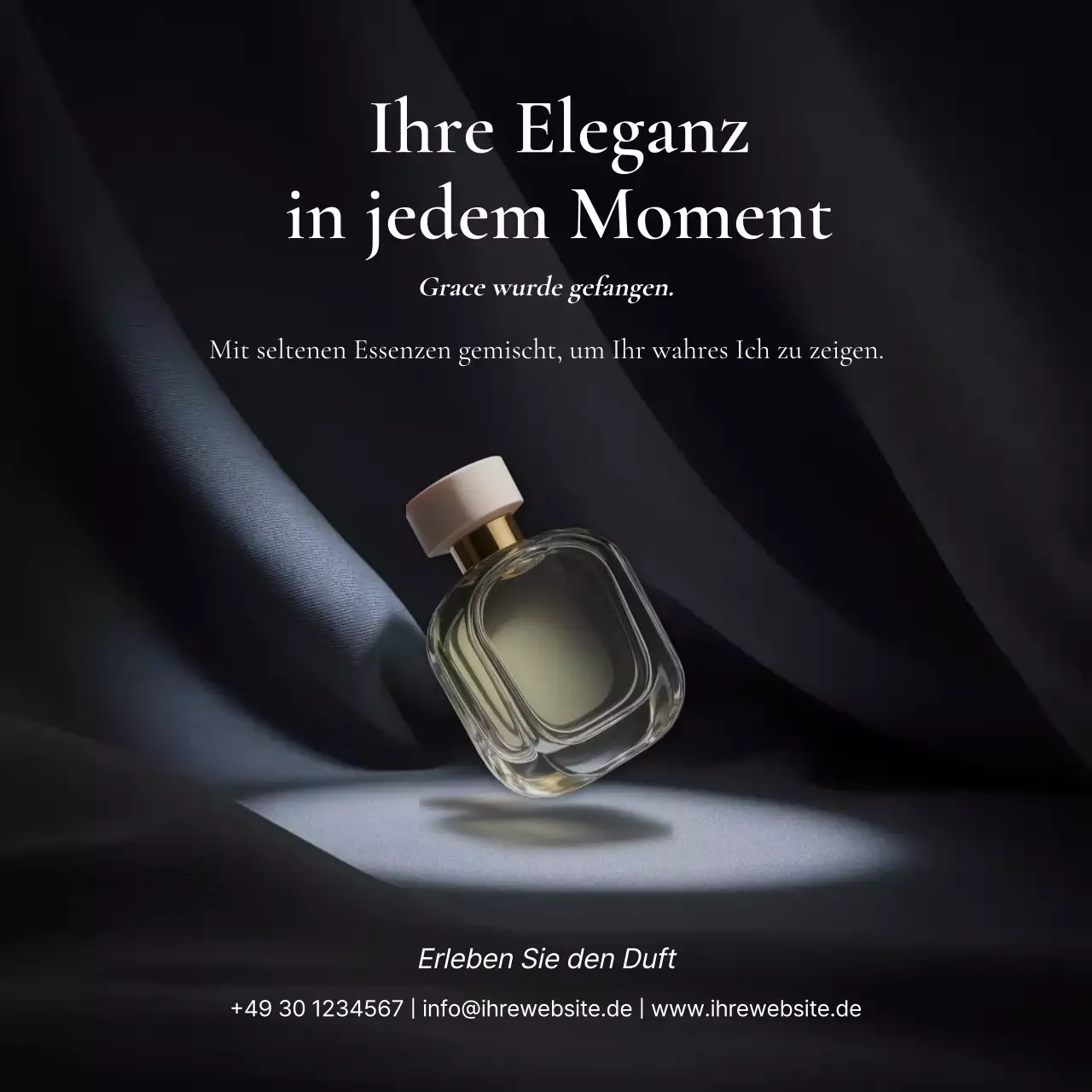 Werbung für schwarzen, eleganten Duft