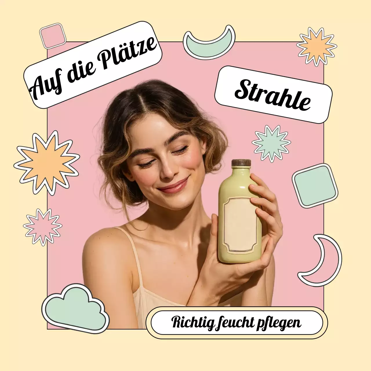 beige Retro-Hautpflegewerbung
