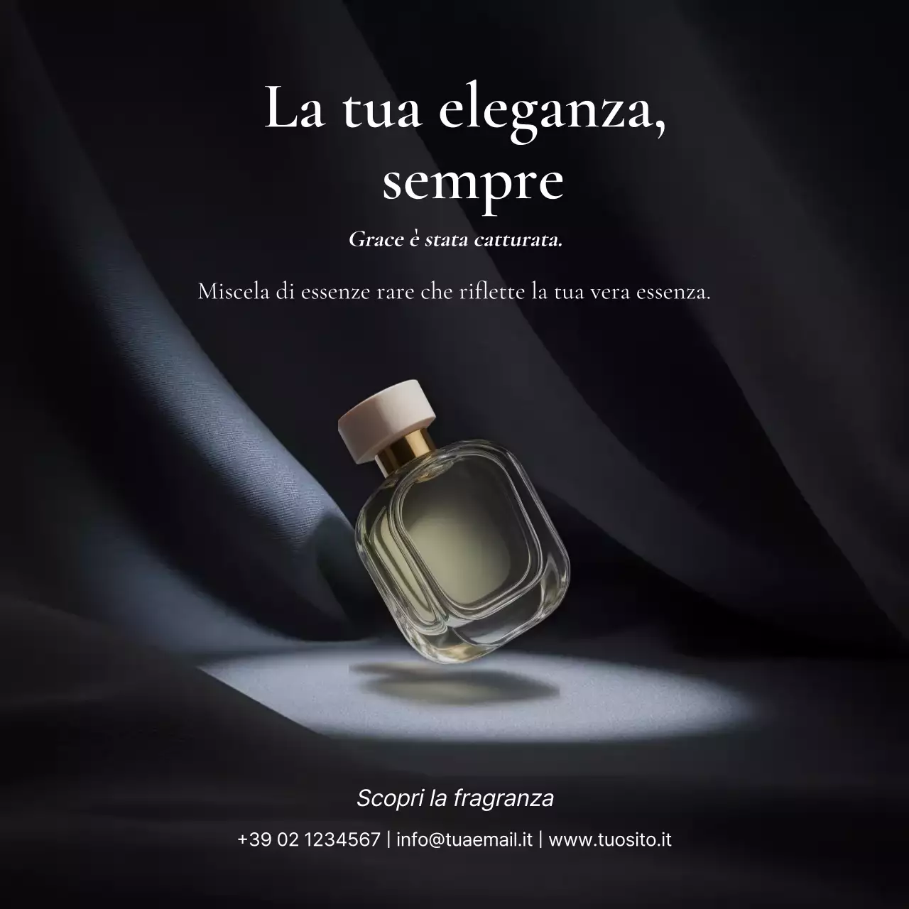 pubblicità di profumo elegante nero