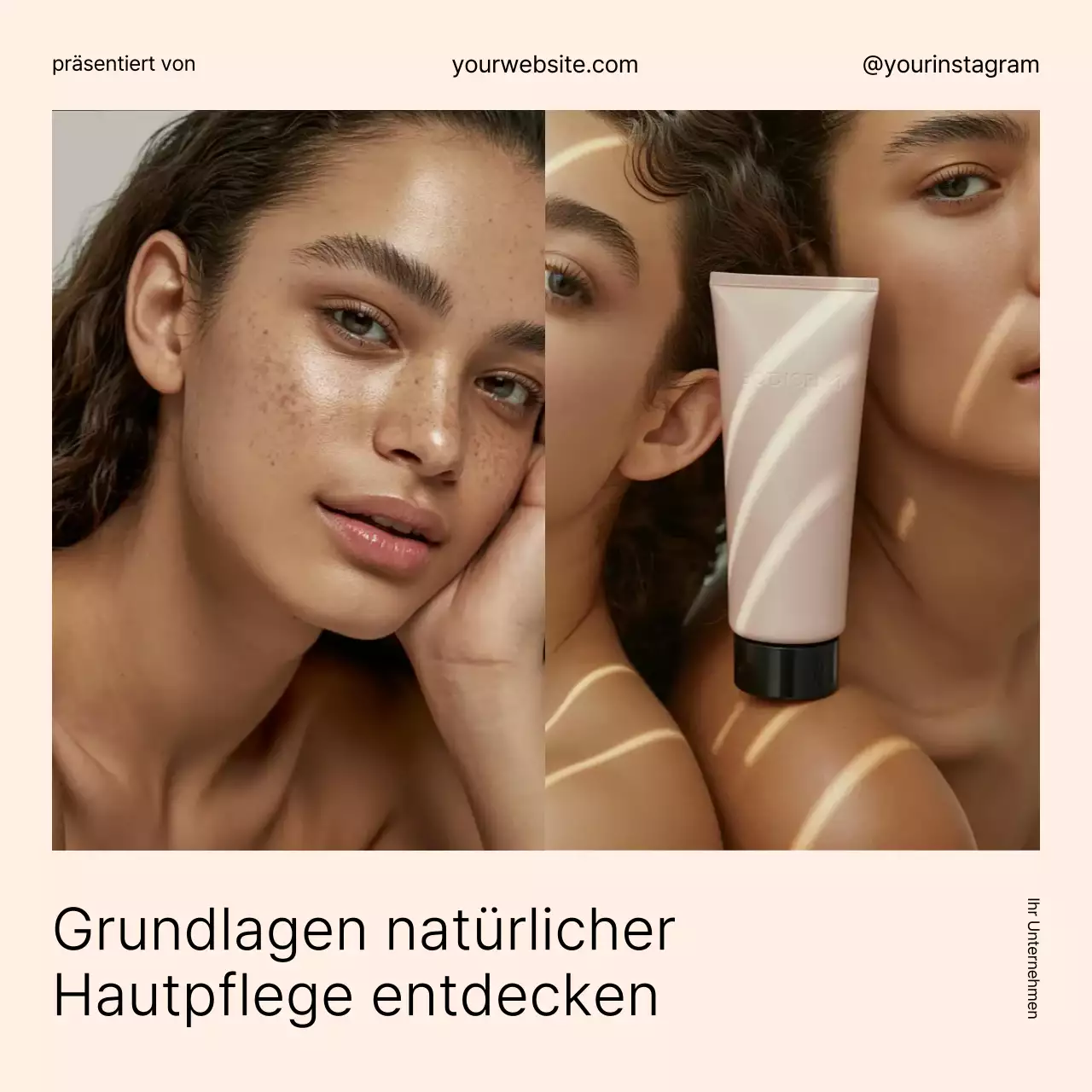 Beigefarbene, elegante Hautpflegewerbung