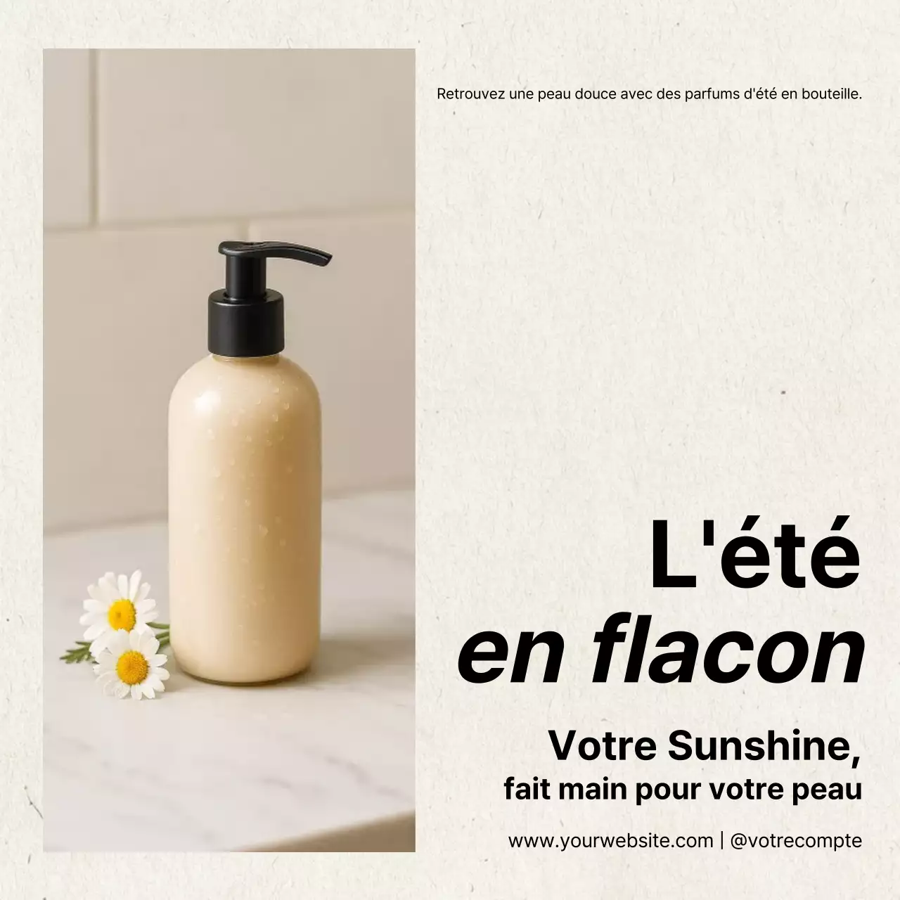 publicité minimaliste beige pour les soins de la peau