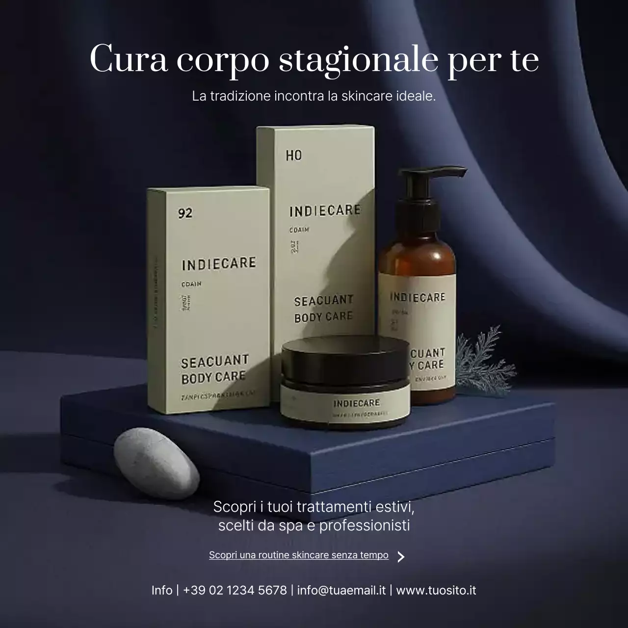 pubblicità di prodotti per la cura della pelle eleganti in blu navy