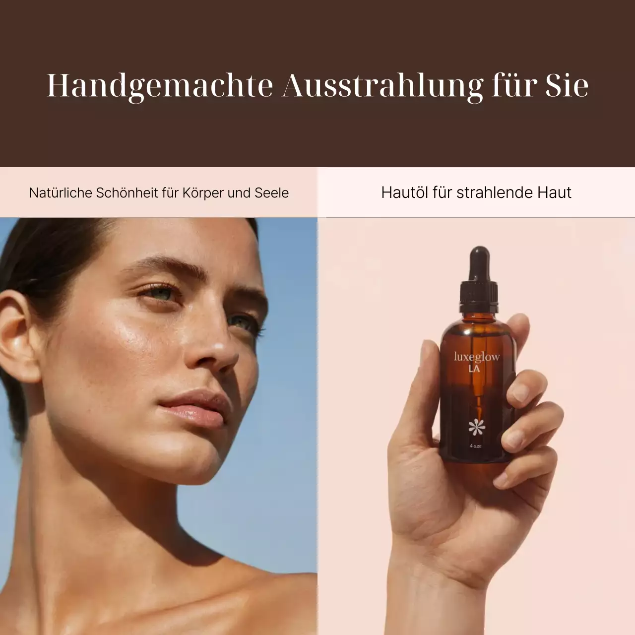 Braune, elegante Hautpflege-Aktion