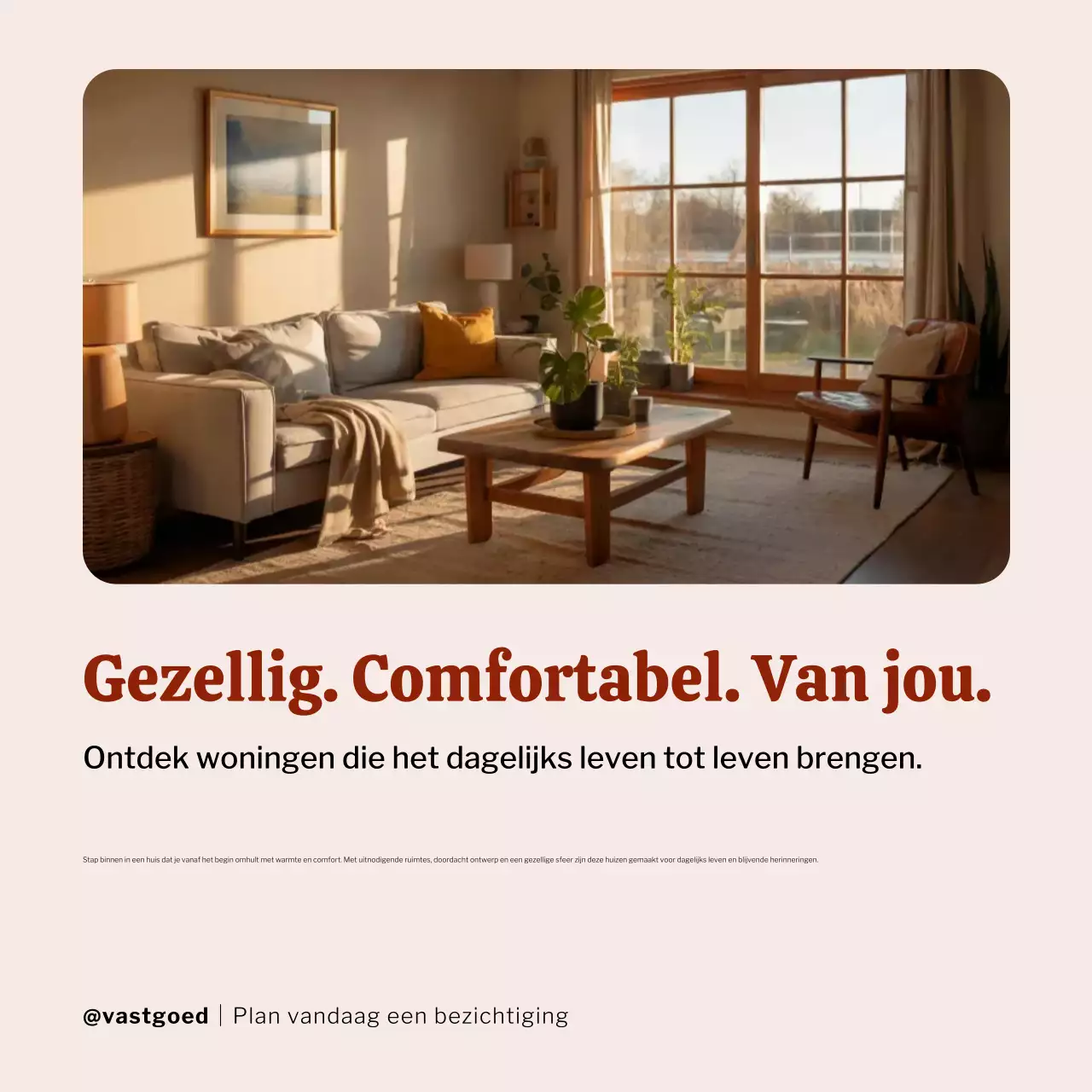 Beige moderne woning advertentie Instagram-bericht