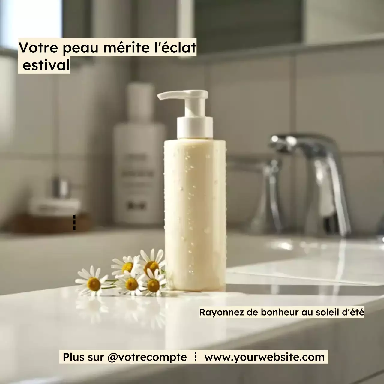 publicité minimaliste beige pour les soins de la peau
