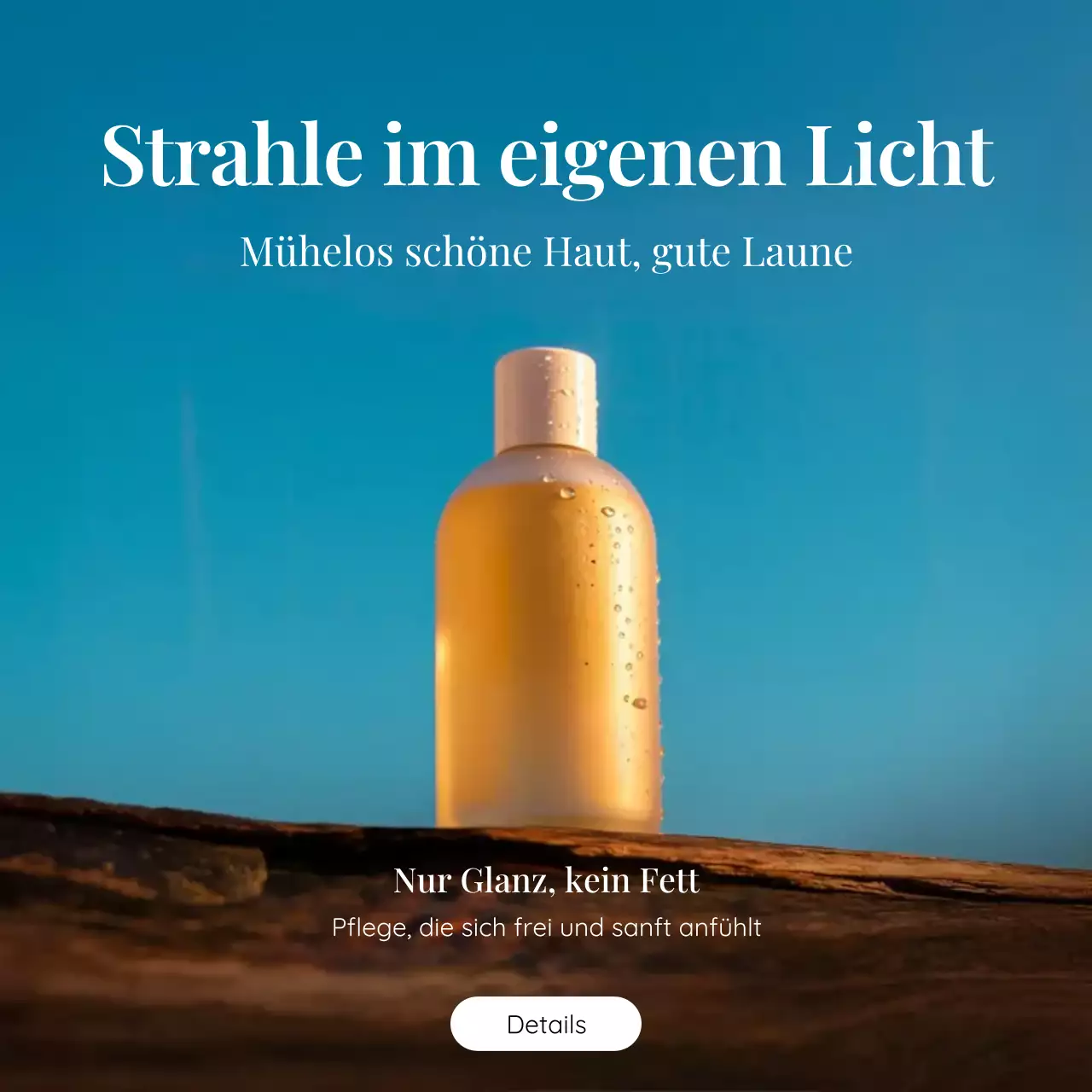 blaue minimalistische Hautpflegewerbung