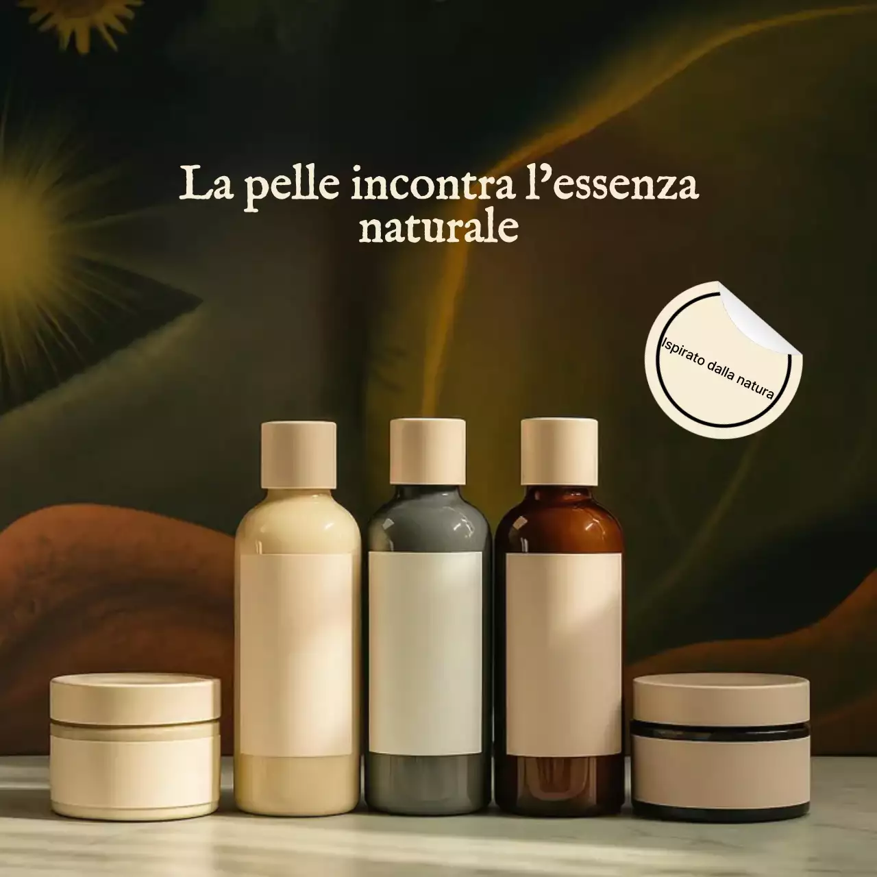 promozione di prodotti per la cura della pelle biologici beige