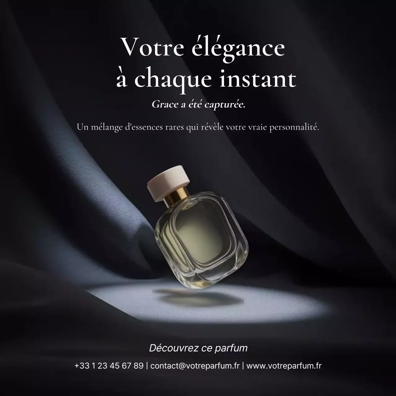 publicité pour un parfum noir élégant