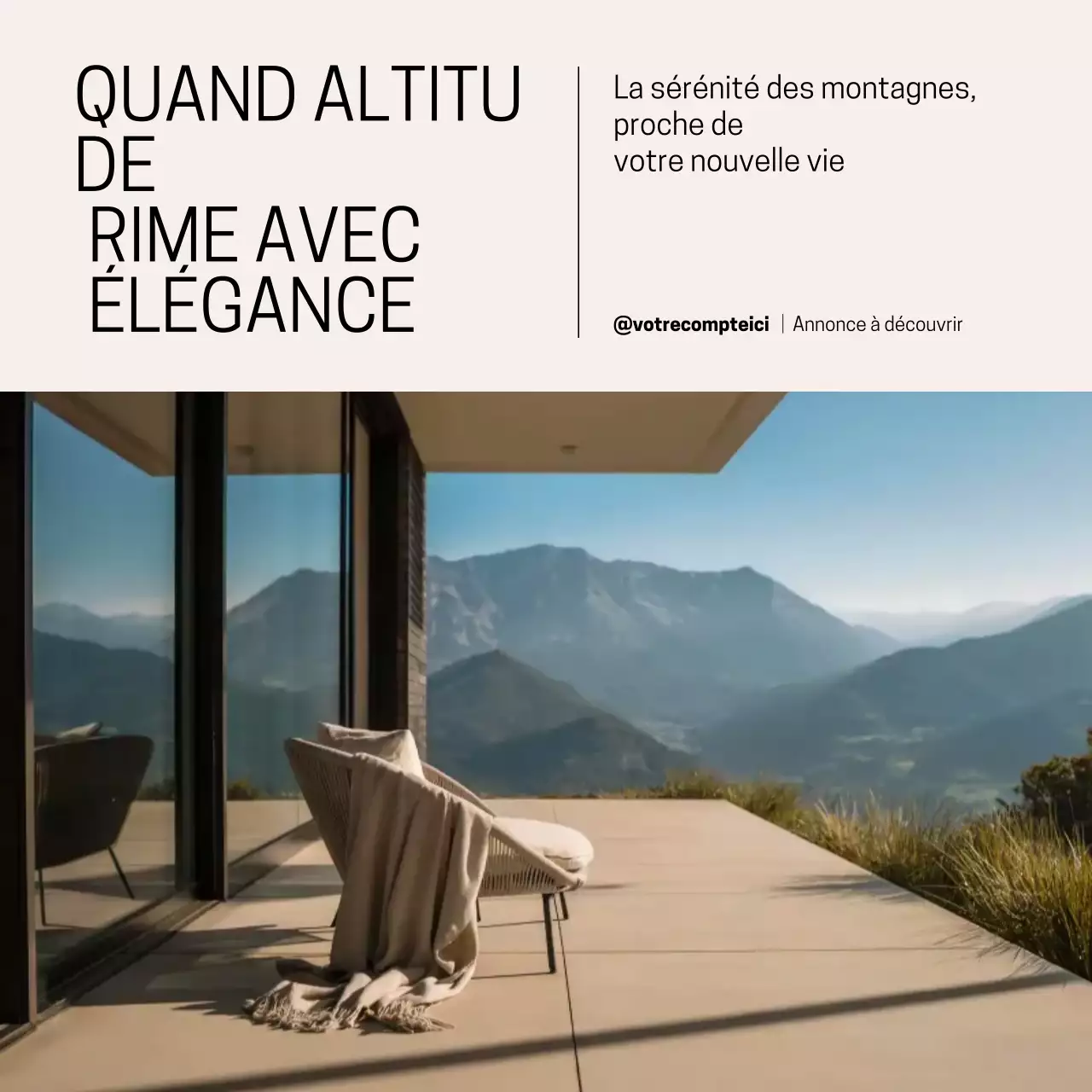 Publication Instagram d'une annonce immobilière élégante et beige