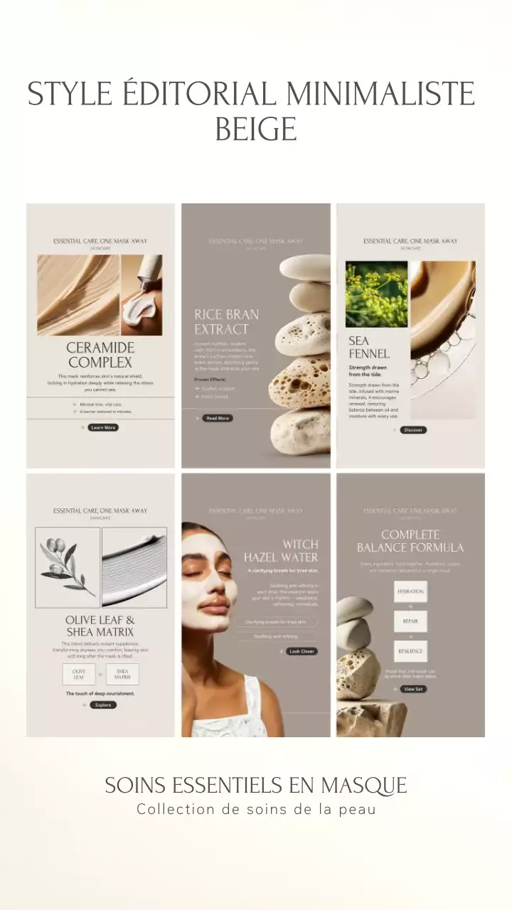 Histoire Instagram de promotion de soins de la peau minimalistes beiges