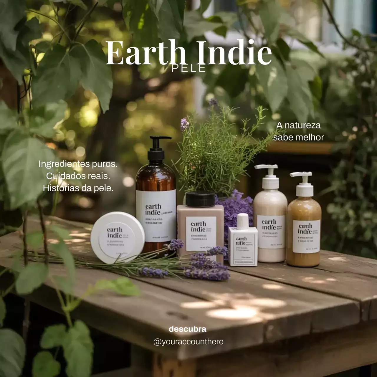 Postagem promocional de cuidados com a pele rústicos e verdes no Instagram