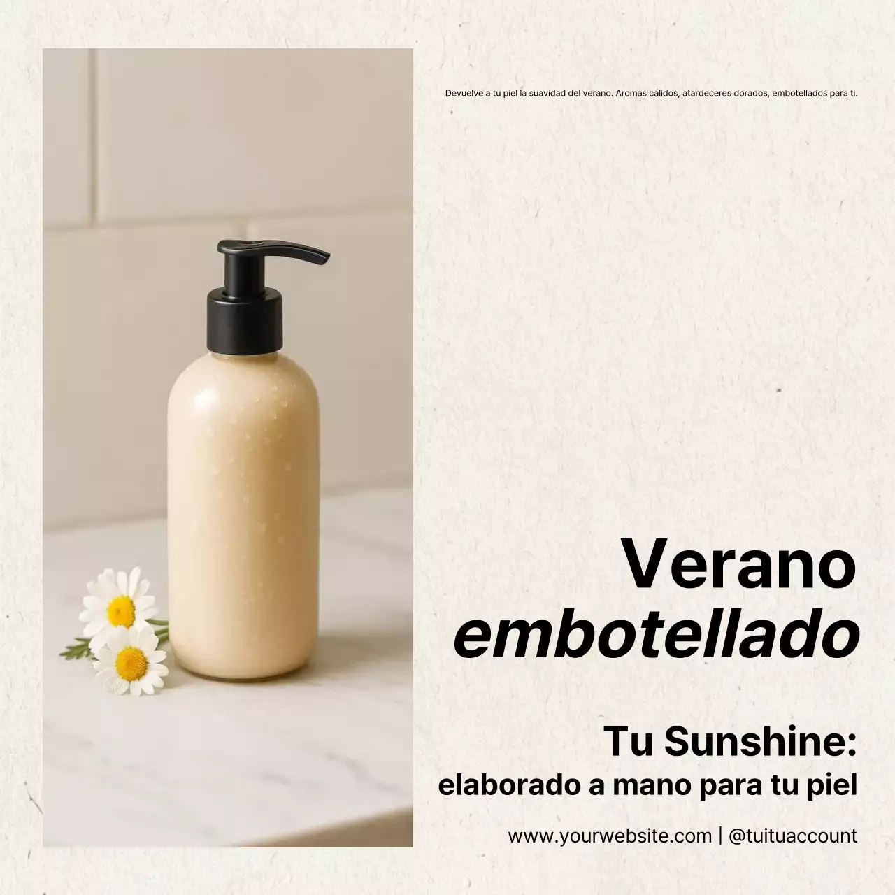 Anuncio minimalista de productos de cuidado de la piel en beige