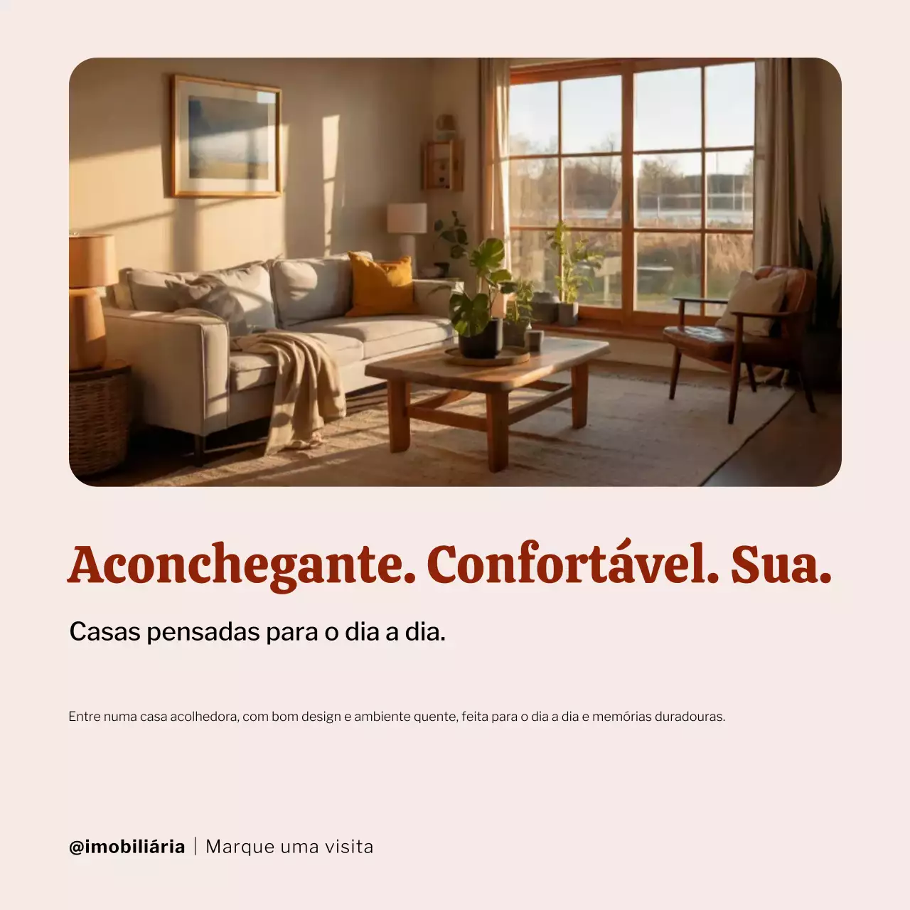 Publicação de anúncio de casa moderna bege no Instagram