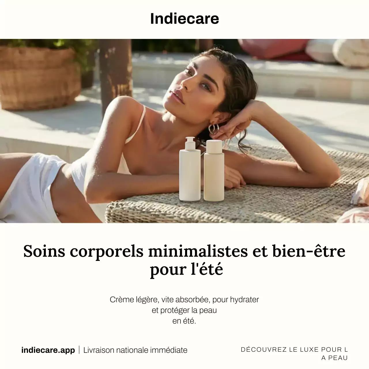 Publicité Instagram pour une gamme de soins minimalistes beiges