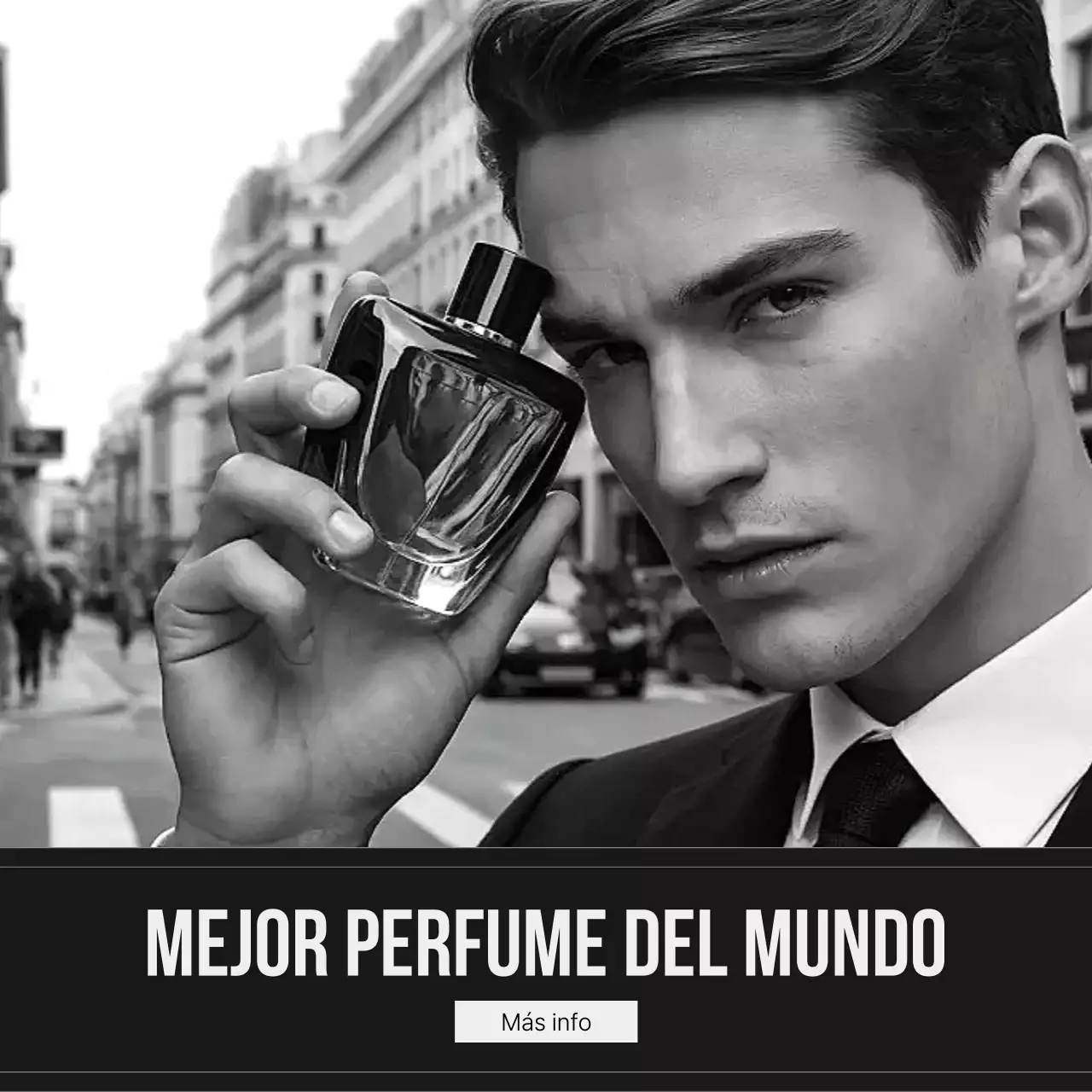 Promoción de perfume clásico negro