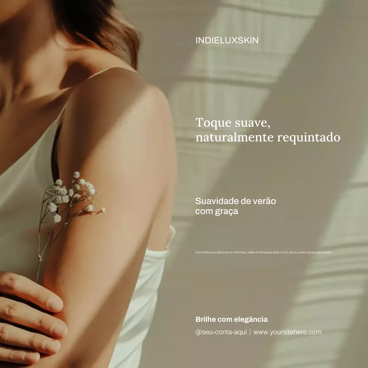 Publicação de anúncio de cuidados com a pele elegante bege no Instagram