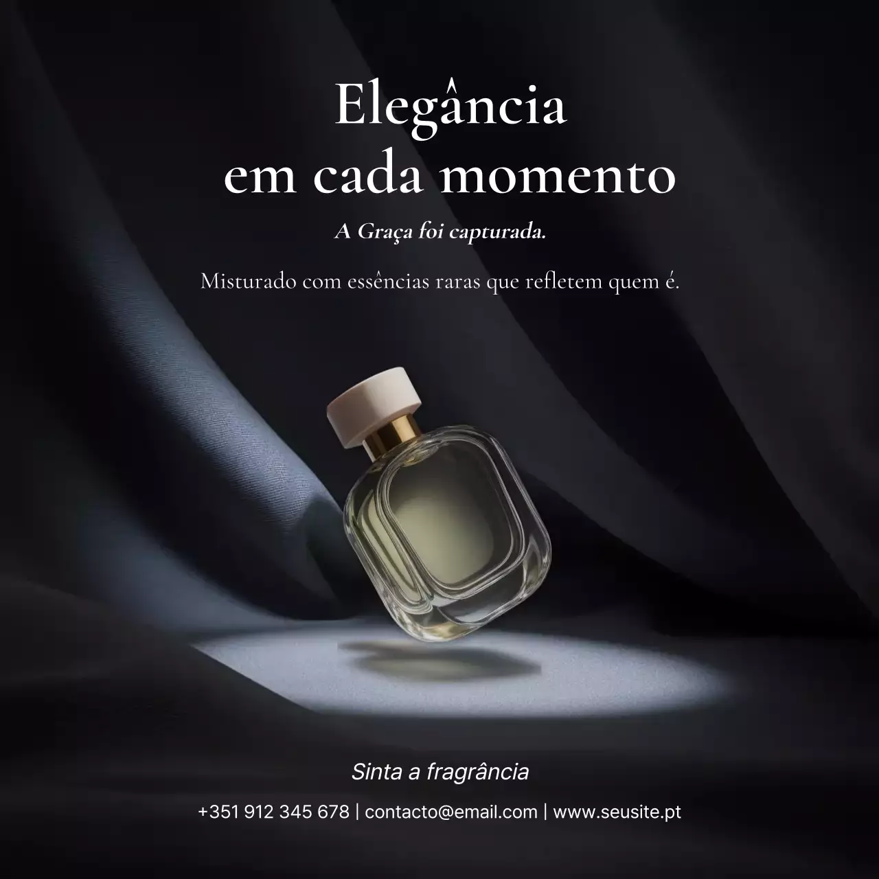 propaganda de fragrância preta elegante