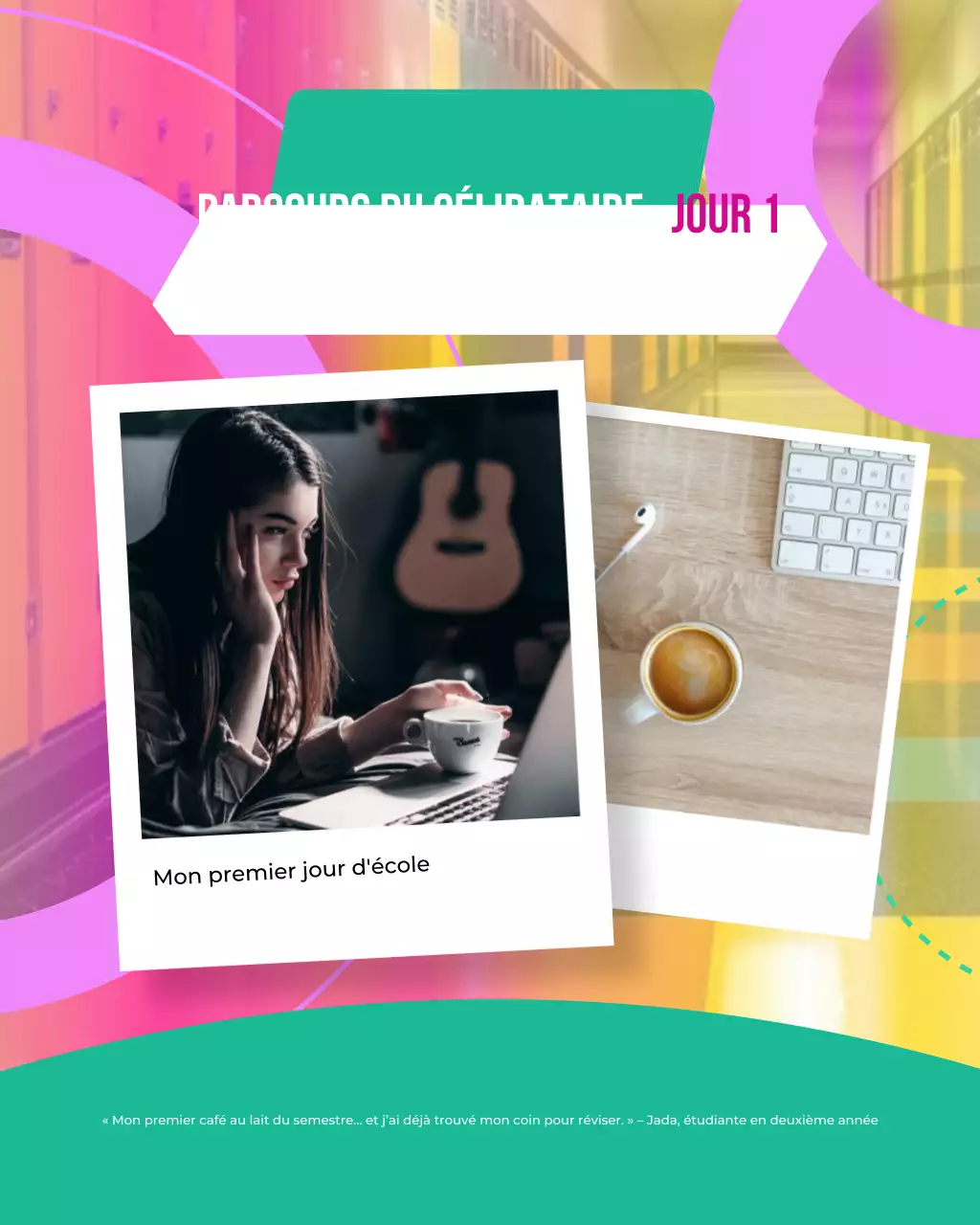 Modèle de photo de rentrée scolaire bleu sarcelle et rose pour les réseaux sociaux