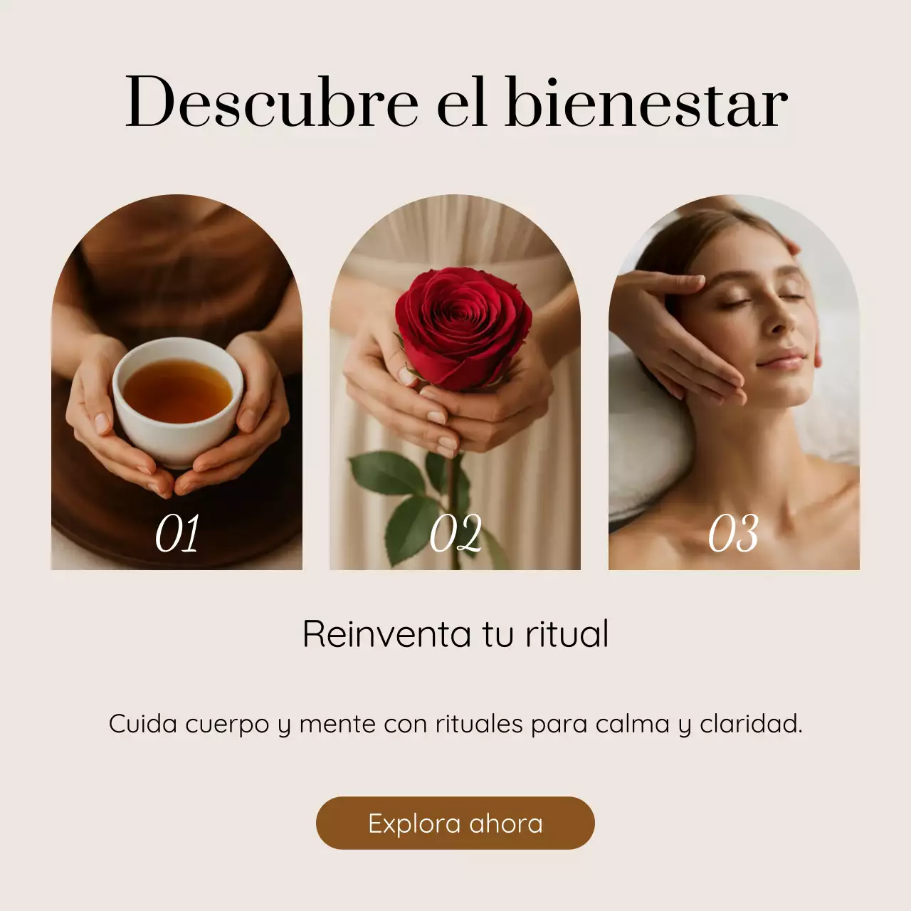 Promoción de bienestar elegante en beige