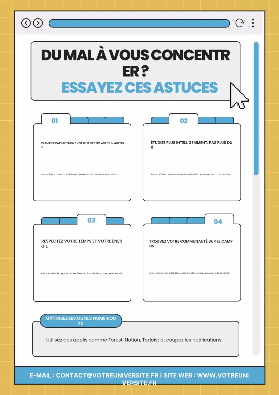 Affiche du guide d'étude moderne bleu