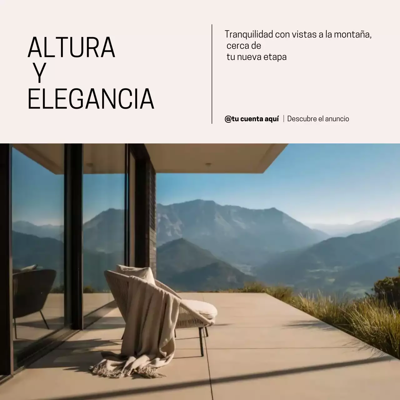 Publicación de Instagram de un elegante anuncio inmobiliario en beige