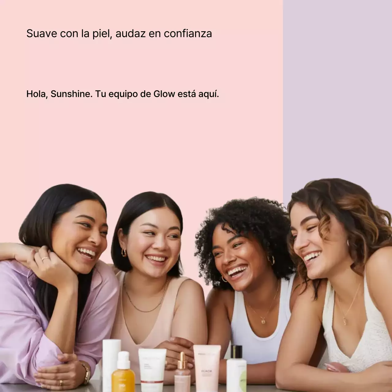 Promoción de cuidado de la piel moderna en color rosa