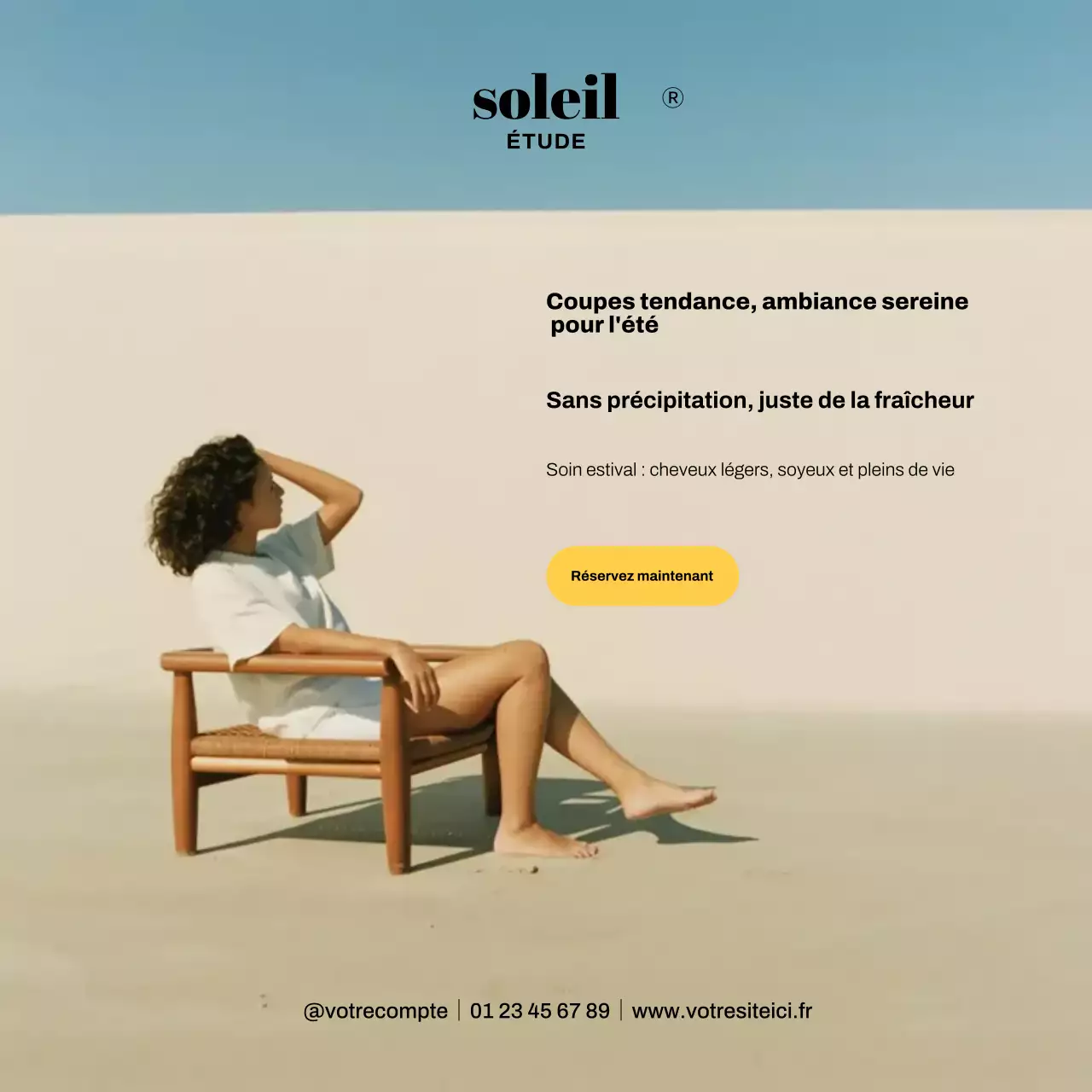 Publication Instagram pour une coiffure minimaliste beige