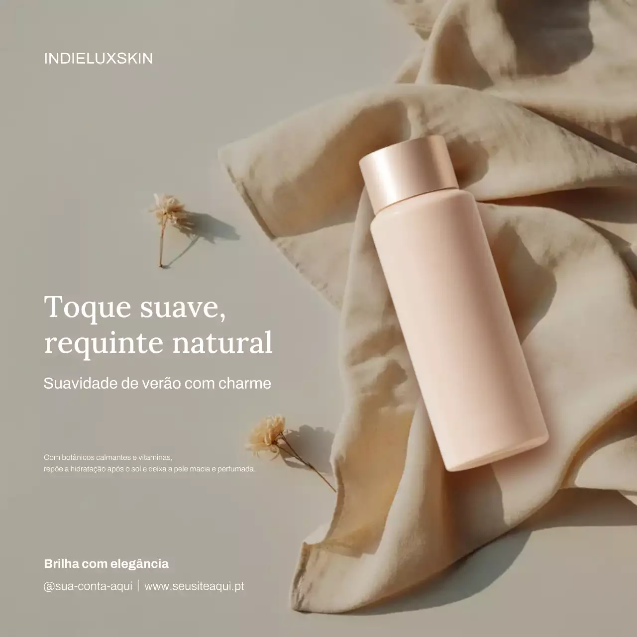 Publicação de anúncio de cuidados com a pele elegante bege no Instagram