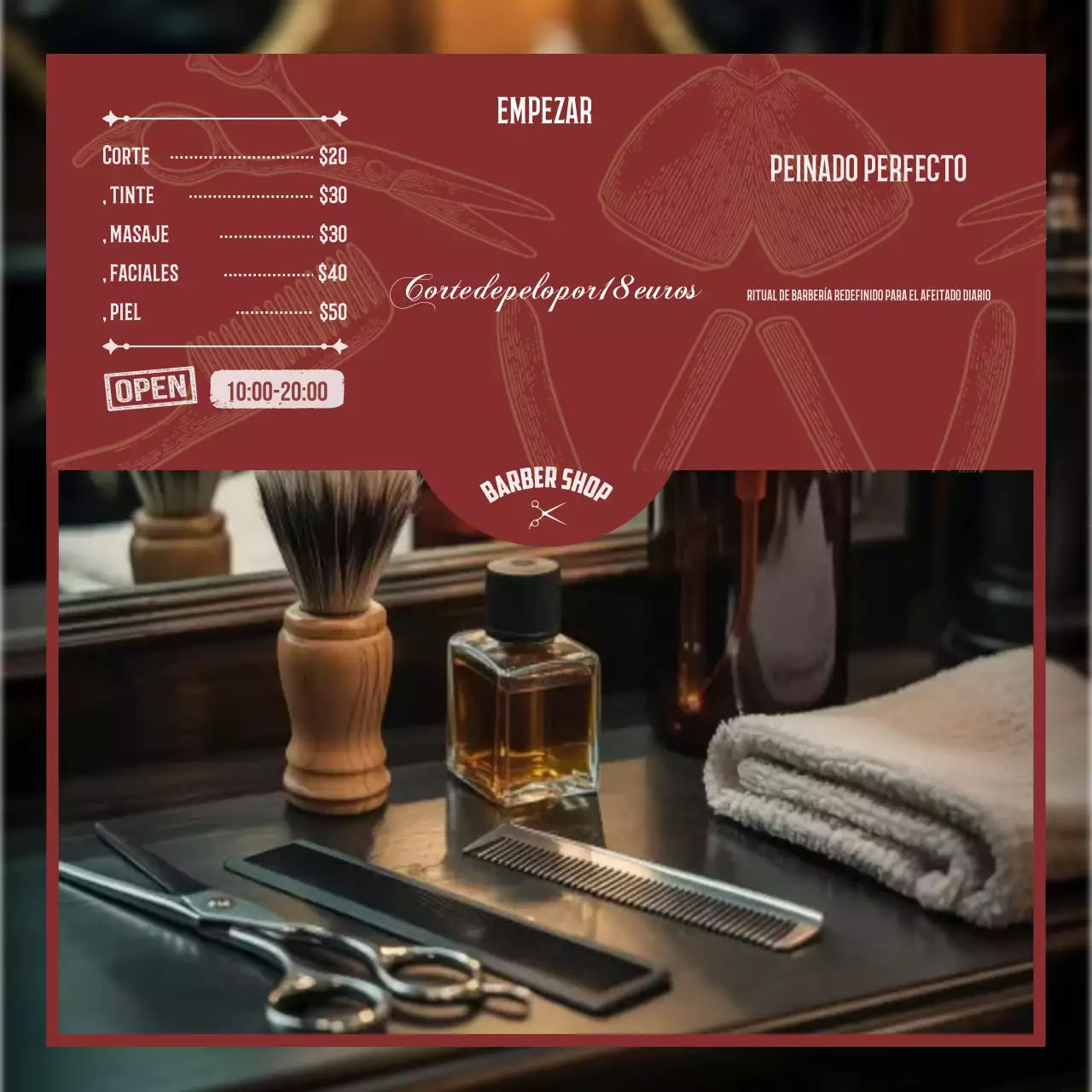 Promoción de cuidado personal vintage color granate