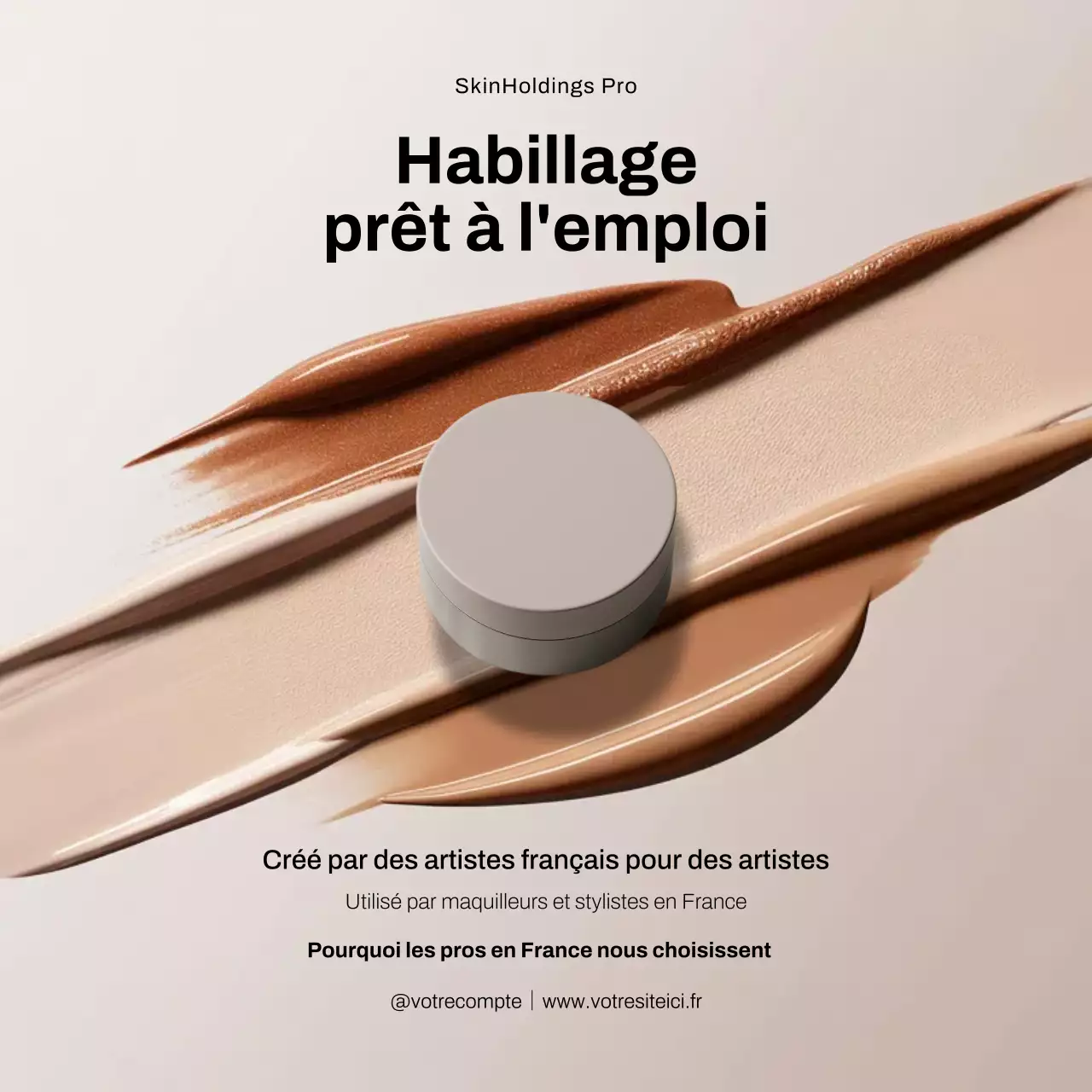 Publication Instagram promotionnelle sur le maquillage beige moderne