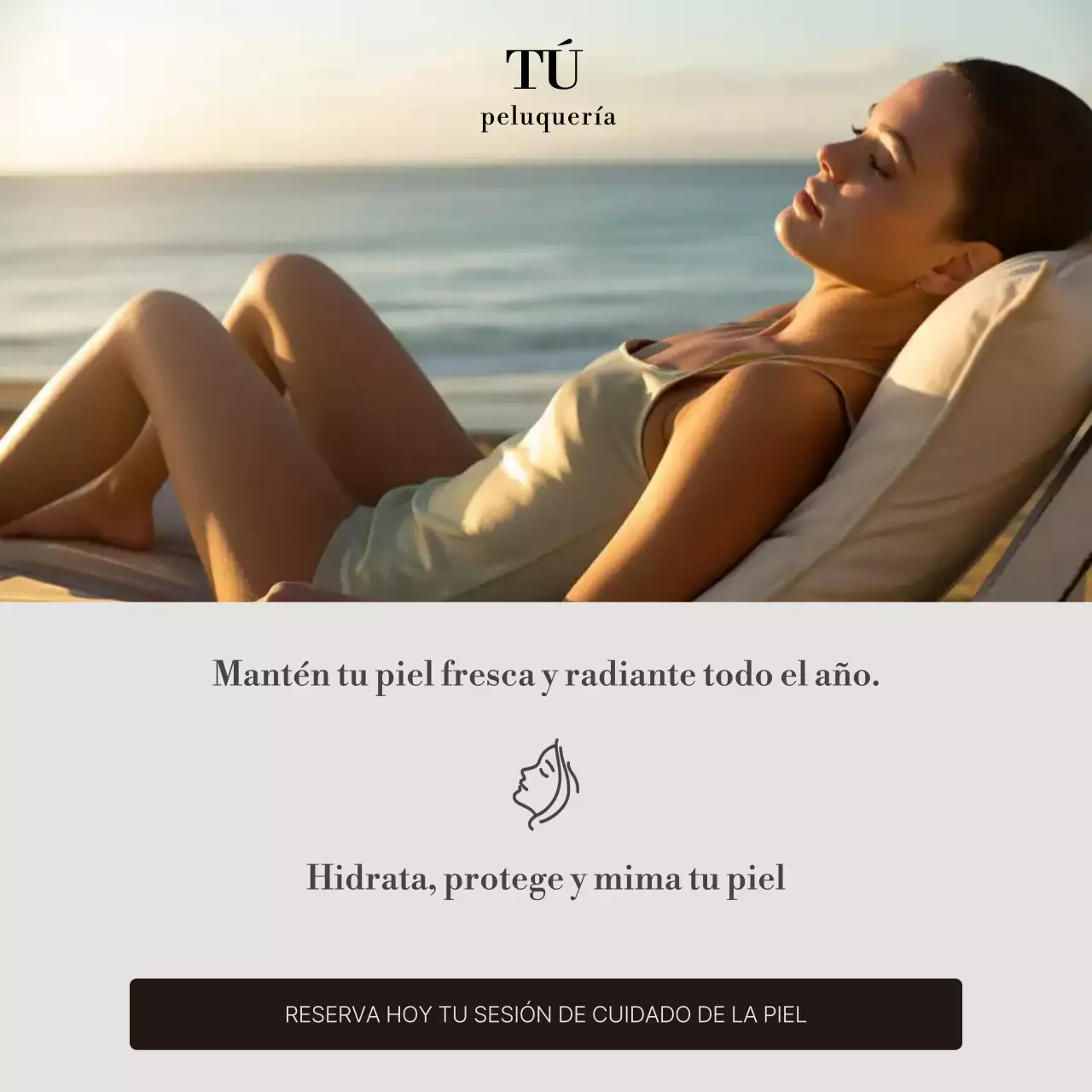 Promoción elegante de cuidado de la piel en tonos beige