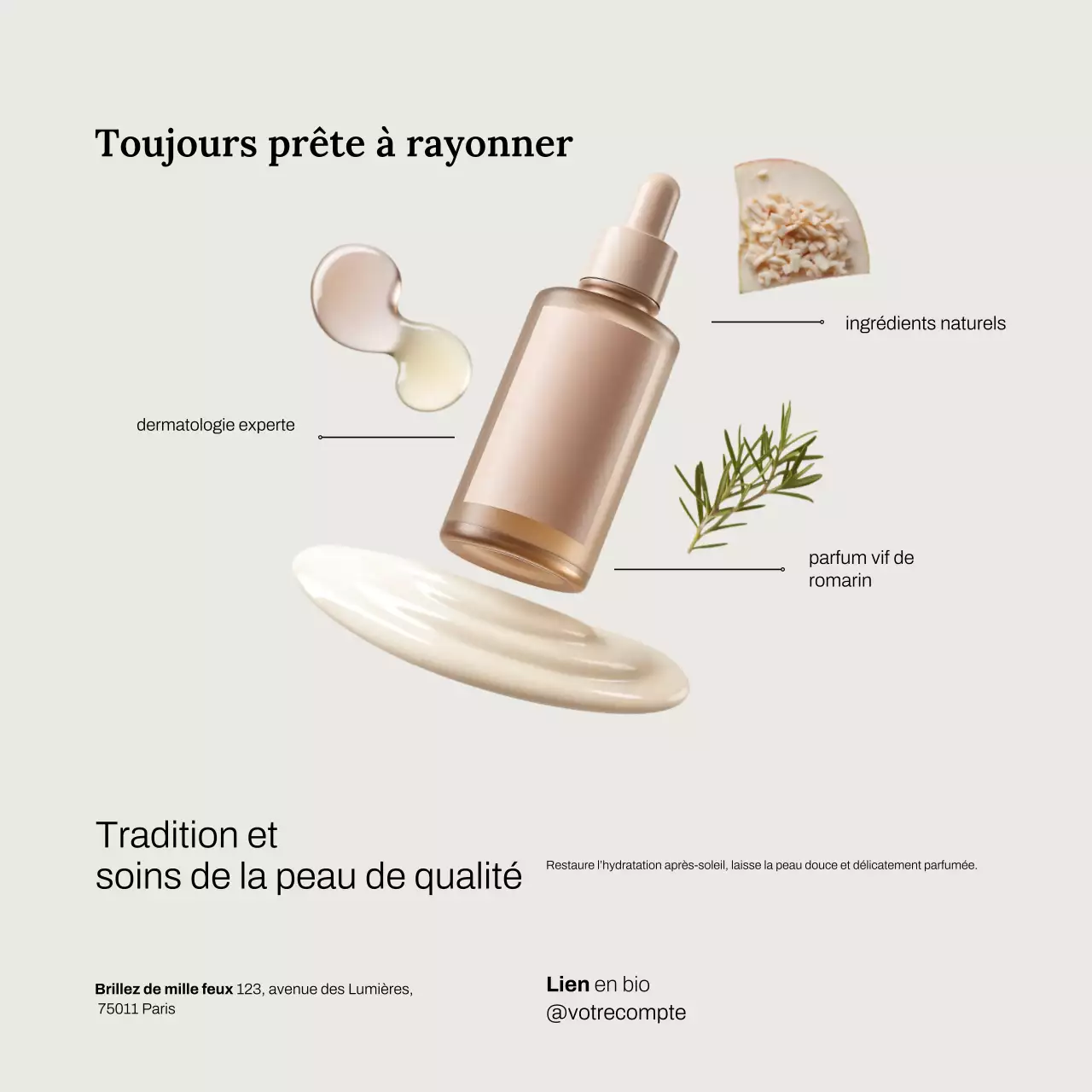 Publication Instagram de promotion des soins de la peau Beige Modern