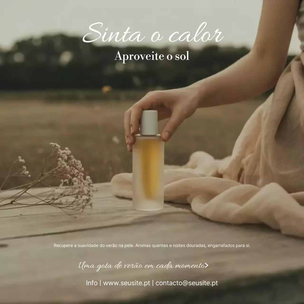 propaganda de fragrância rústica bege