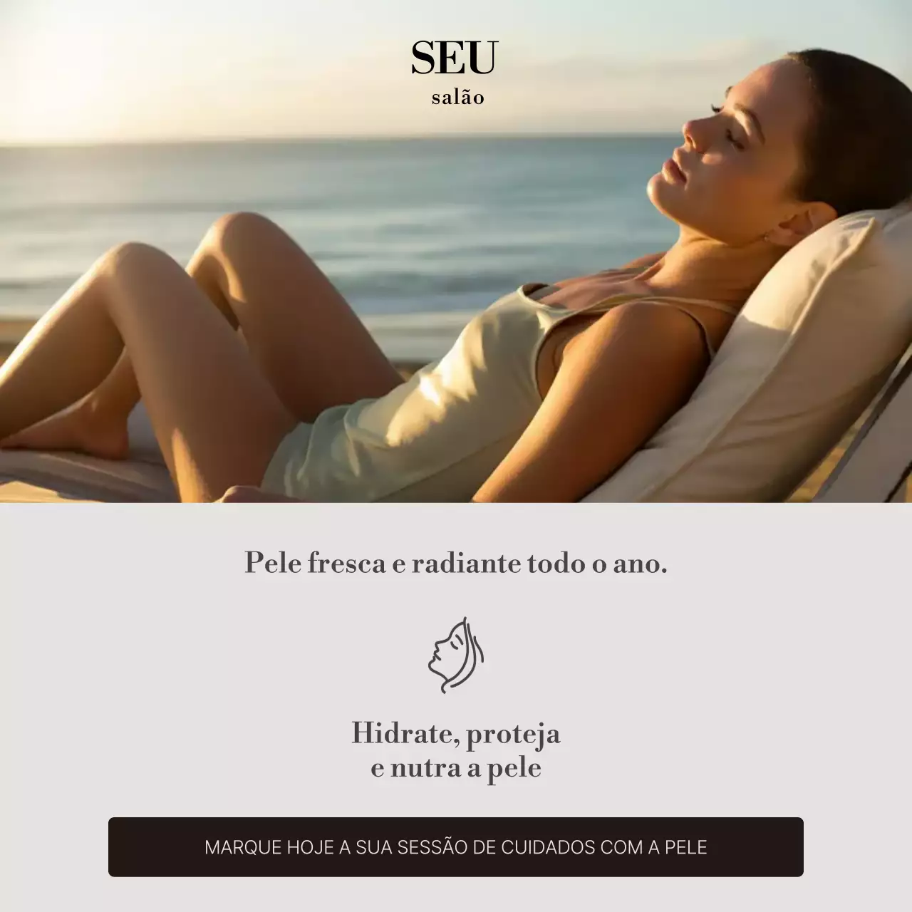 promoção de cuidados com a pele bege elegante