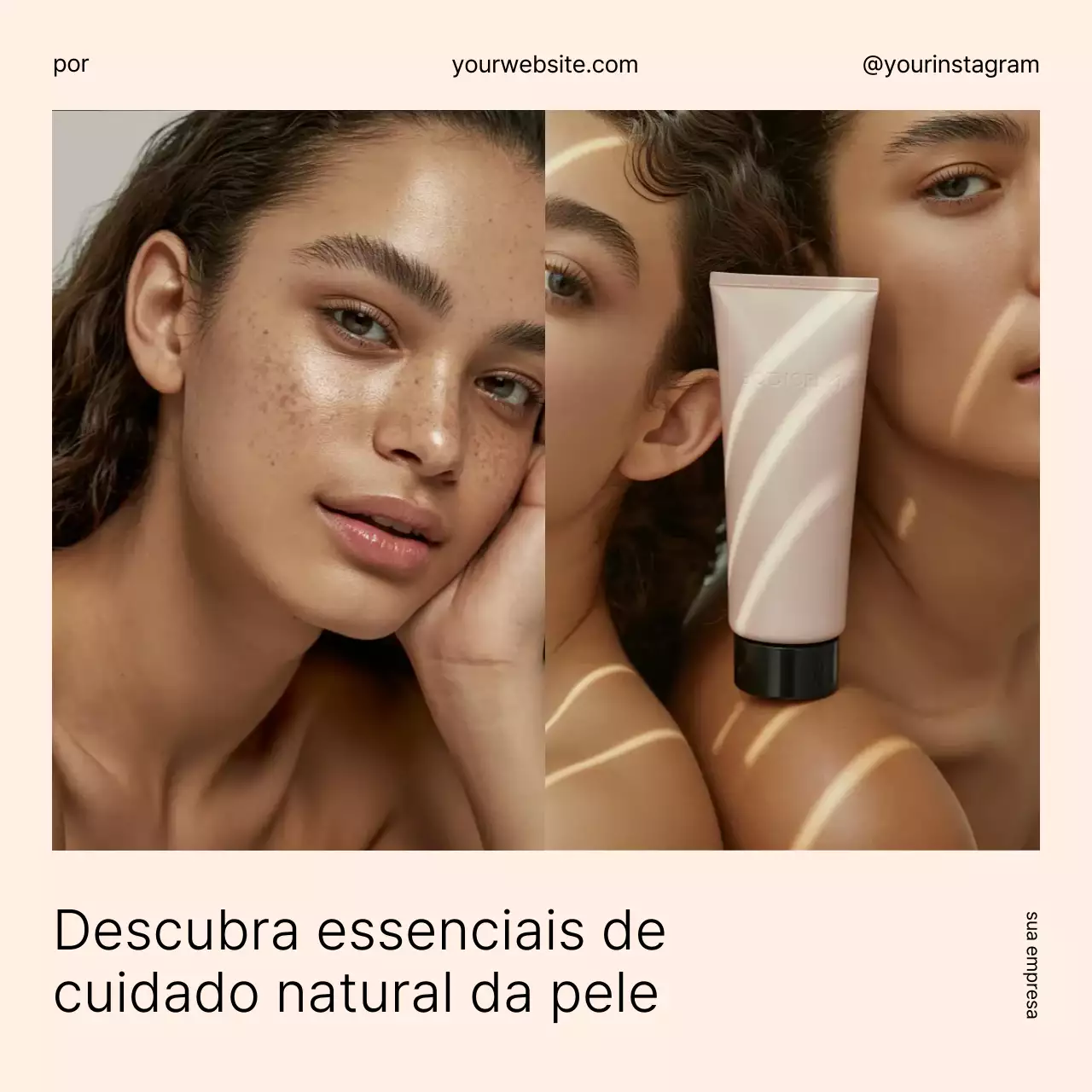 propaganda elegante de cuidados com a pele bege