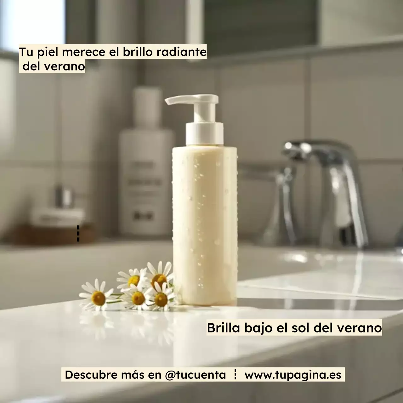 Anuncio minimalista de cuidado de la piel en tonos beige