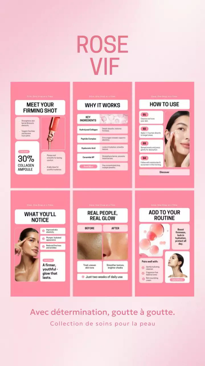 Publication Instagram du guide des soins de la peau Pink Modern