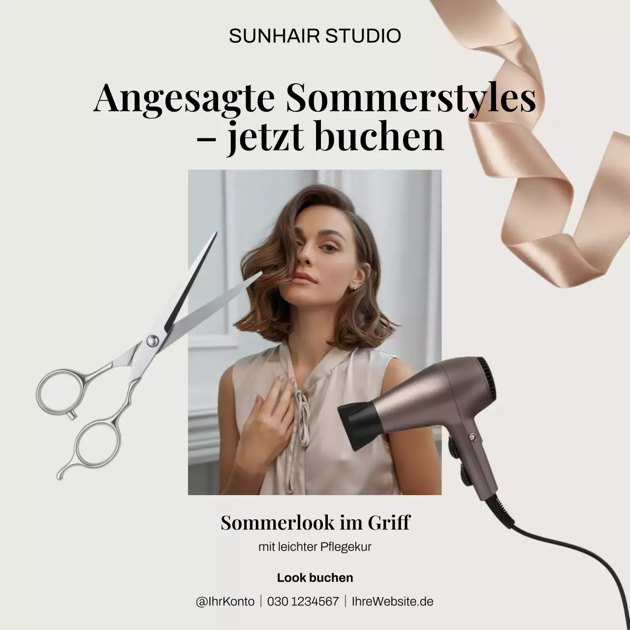 Instagram-Post zur Förderung von Beige Modern Hair