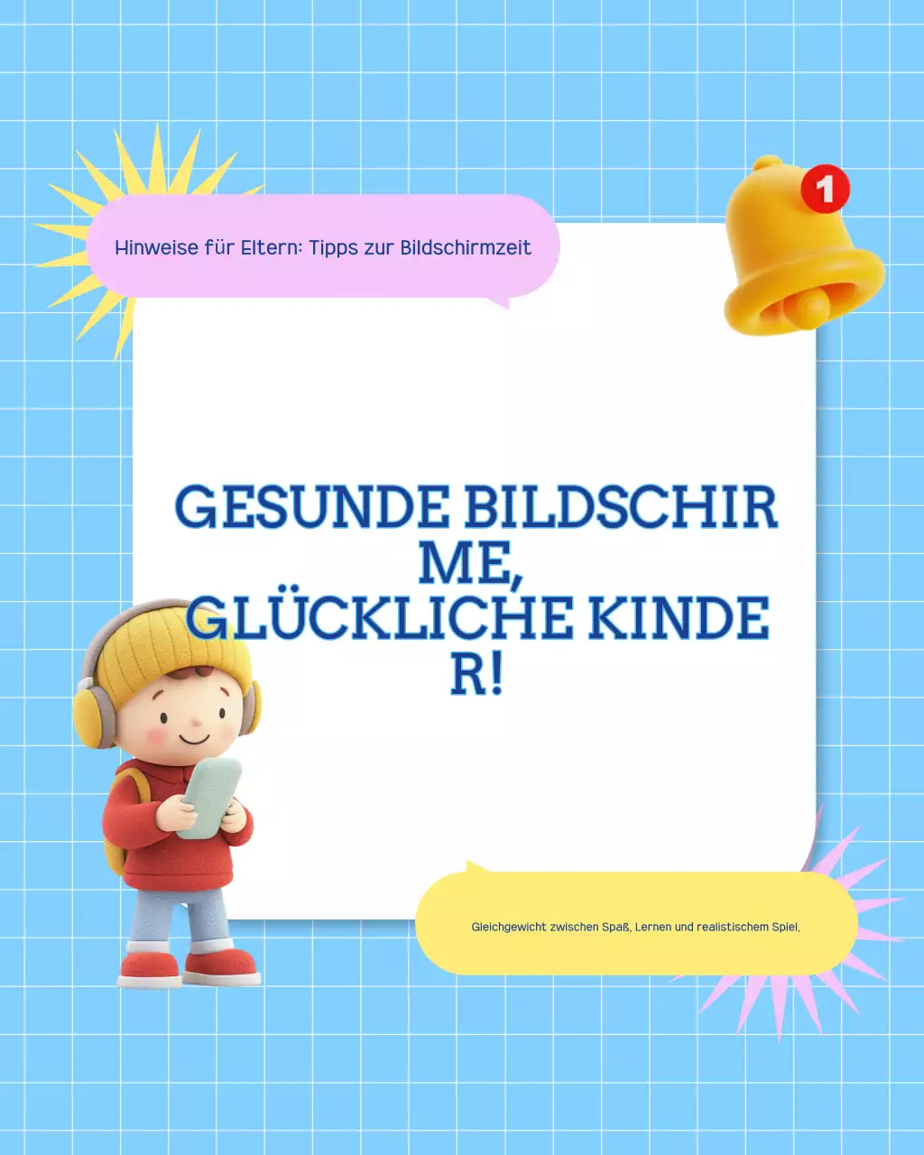 Blauer verspielter Bildschirmzeit-Leitfaden Instagram-Post