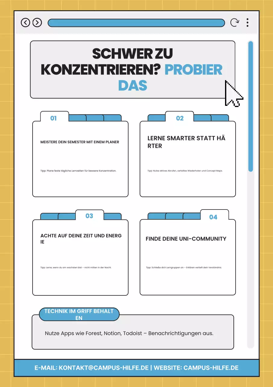 Blaues modernes Studienführer-Poster