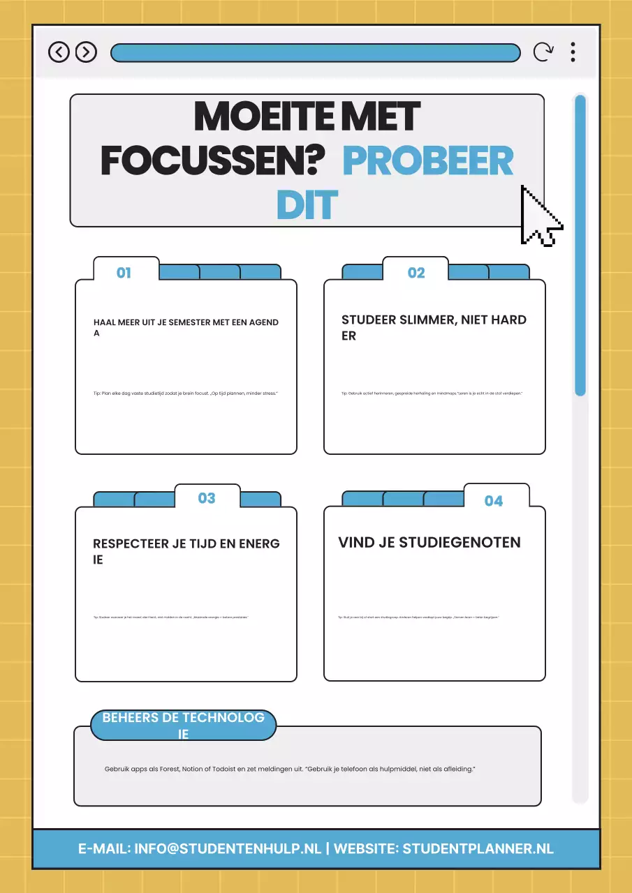 Blauwe moderne studiegidsposter