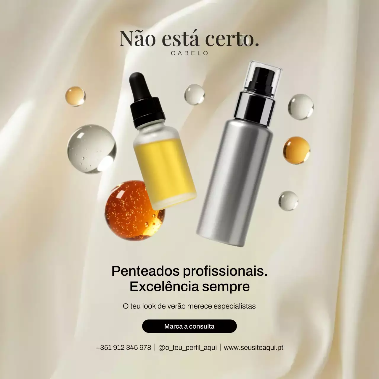 Postagem promocional de cuidados com o cabelo elegante bege no Instagram